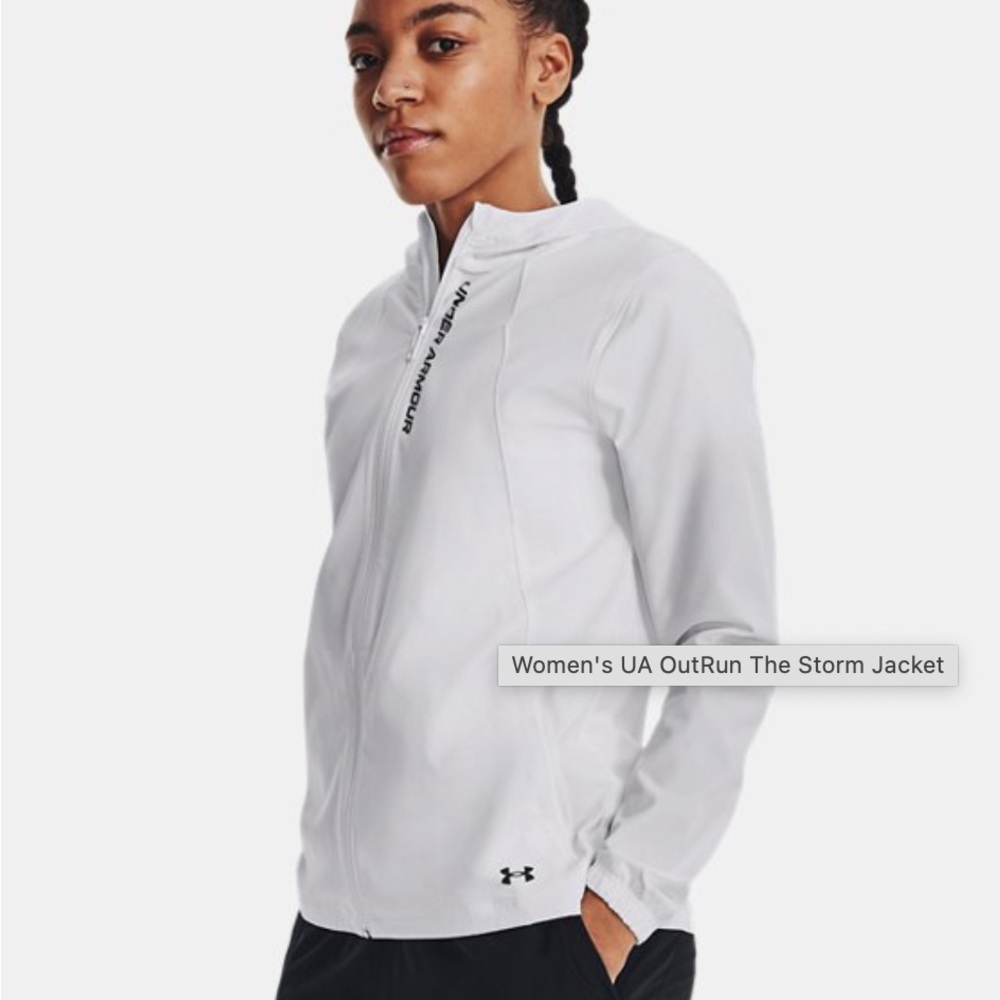 UA Outrun the Storm Jacket, White, sz XS